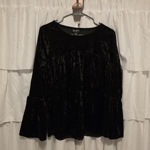 Vintage Wrangler Black Velvet Women's Blouse With Bell Sleeves